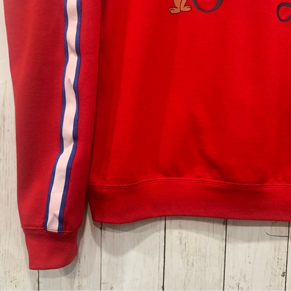 Tom & Jerry Women's Blue/White Striped Sleeve Graphic Red Sweatshirt Medium - Picture 13 of 13